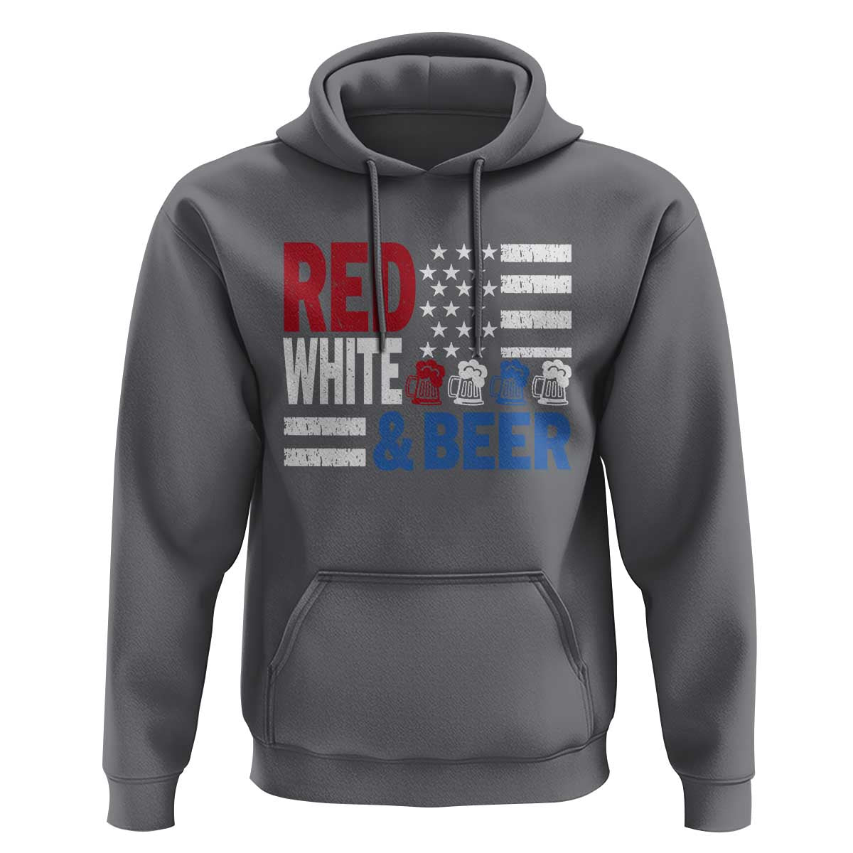 Funny American Drinking Hoodie Red White And Beer 4th Of July USA Flag - Wonder Print Shop