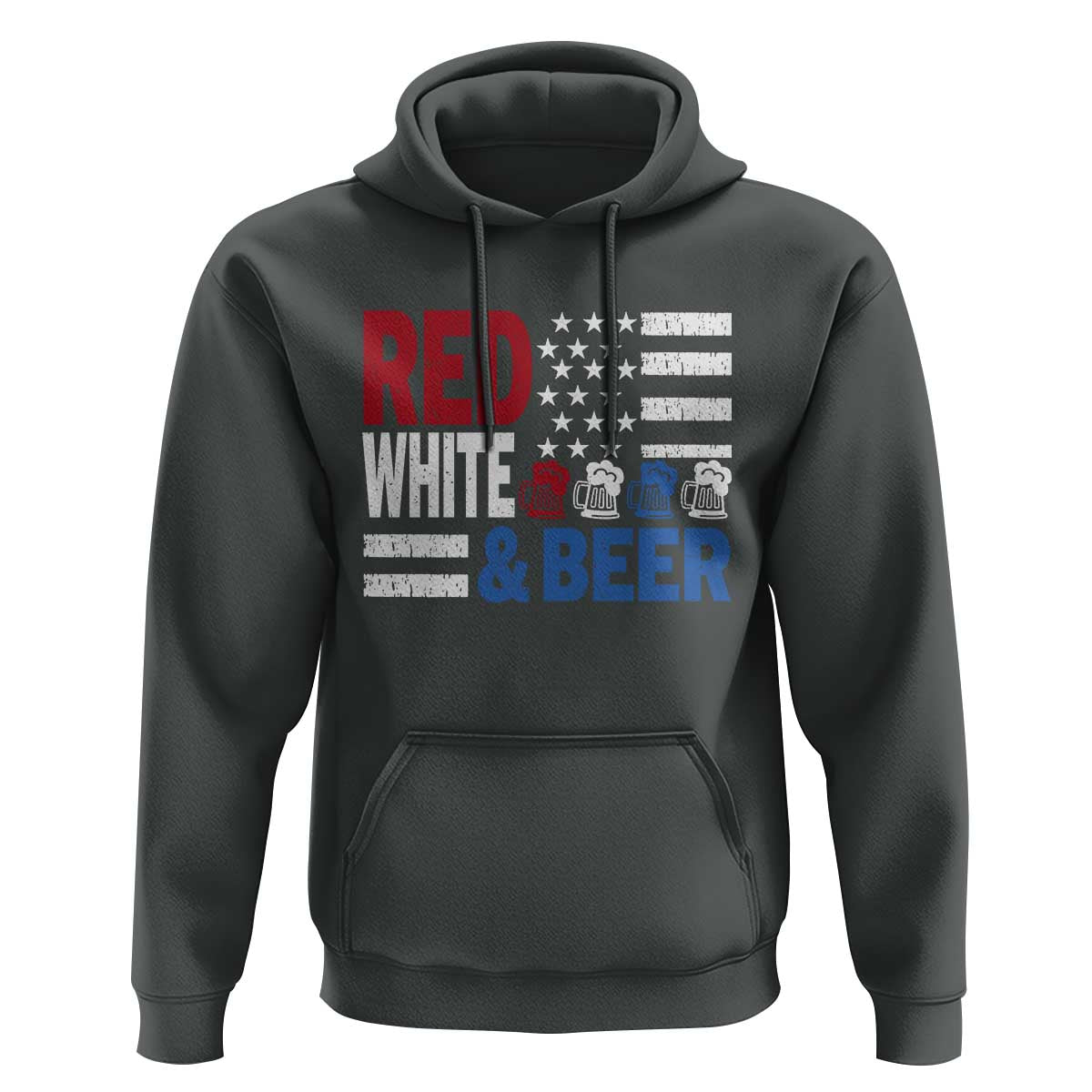 Funny American Drinking Hoodie Red White And Beer 4th Of July USA Flag - Wonder Print Shop