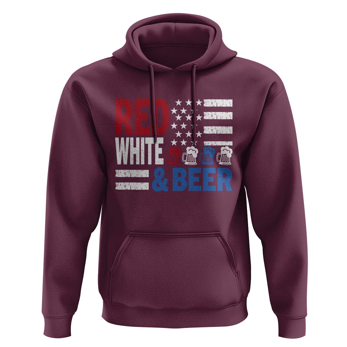 Funny American Drinking Hoodie Red White And Beer 4th Of July USA Flag - Wonder Print Shop
