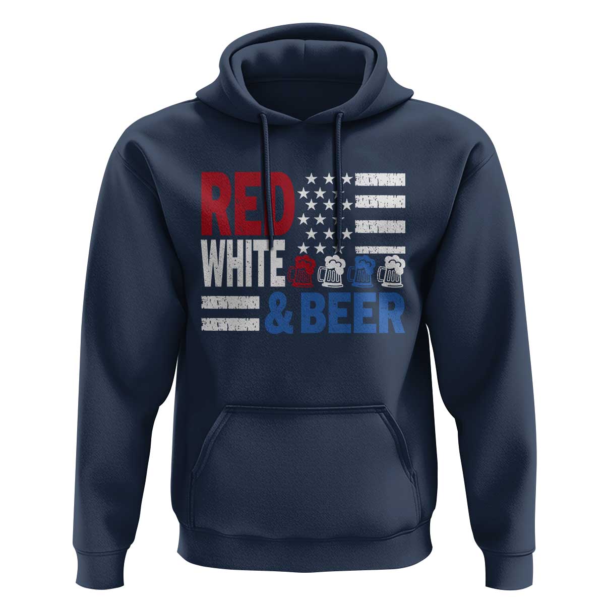 Funny American Drinking Hoodie Red White And Beer 4th Of July USA Flag - Wonder Print Shop