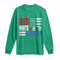 Funny American Drinking Long Sleeve Shirt Red White And Beer 4th Of July USA Flag - Wonder Print Shop