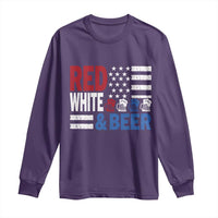 Funny American Drinking Long Sleeve Shirt Red White And Beer 4th Of July USA Flag - Wonder Print Shop