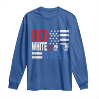 Funny American Drinking Long Sleeve Shirt Red White And Beer 4th Of July USA Flag - Wonder Print Shop