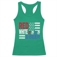 Funny American Drinking Racerback Tank Top Red White And Beer 4th Of July USA Flag - Wonder Print Shop