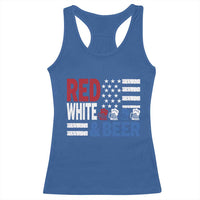 Funny American Drinking Racerback Tank Top Red White And Beer 4th Of July USA Flag - Wonder Print Shop