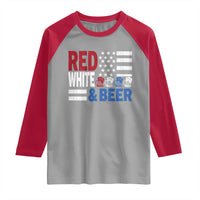 Funny American Drinking Raglan Shirt Red White And Beer 4th Of July USA Flag - Wonder Print Shop