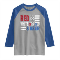 Funny American Drinking Raglan Shirt Red White And Beer 4th Of July USA Flag - Wonder Print Shop