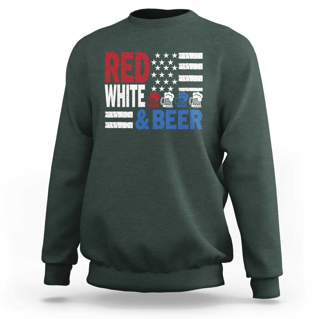 Funny American Drinking Sweatshirt Red White And Beer 4th Of July USA Flag - Wonder Print Shop