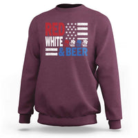 Funny American Drinking Sweatshirt Red White And Beer 4th Of July USA Flag - Wonder Print Shop