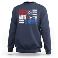 Funny American Drinking Sweatshirt Red White And Beer 4th Of July USA Flag - Wonder Print Shop