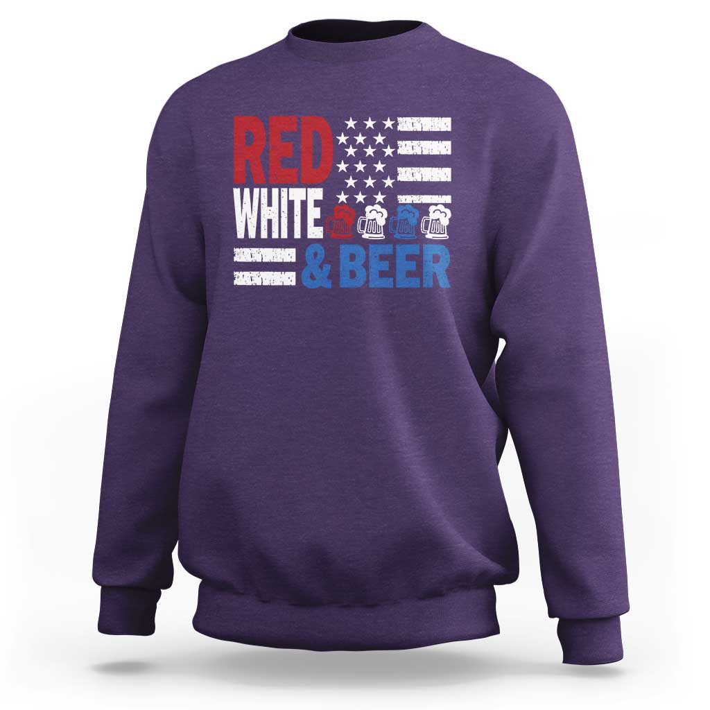 Funny American Drinking Sweatshirt Red White And Beer 4th Of July USA Flag - Wonder Print Shop