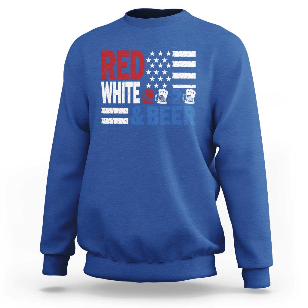 Funny American Drinking Sweatshirt Red White And Beer 4th Of July USA Flag - Wonder Print Shop