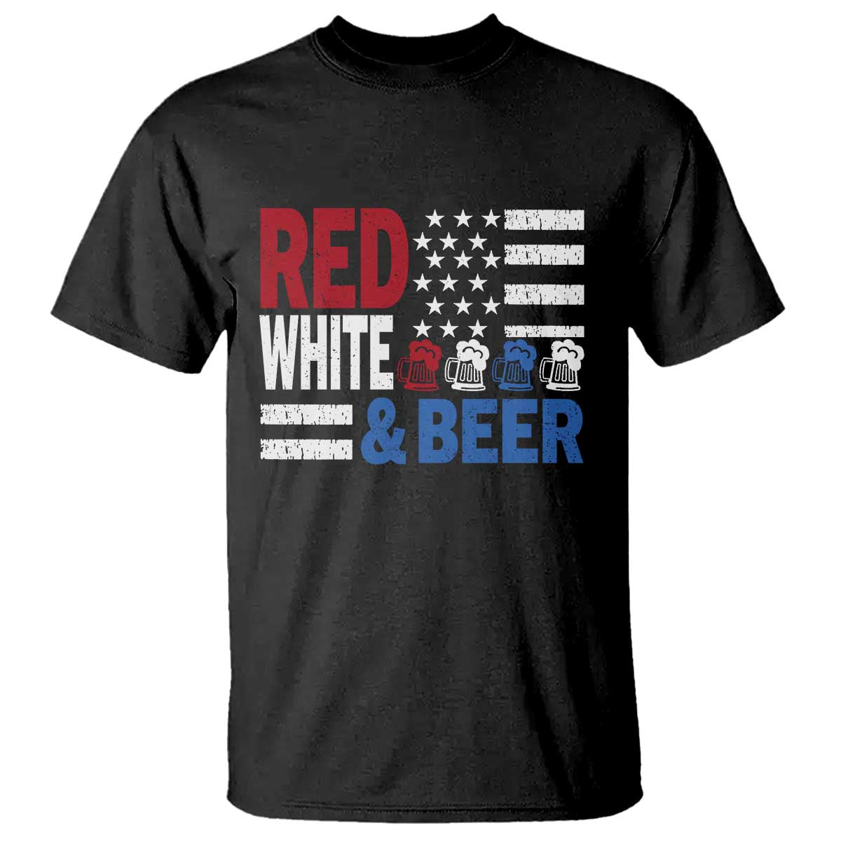 Funny American Drinking T Shirt Red White And Beer 4th Of July USA Flag - Wonder Print Shop