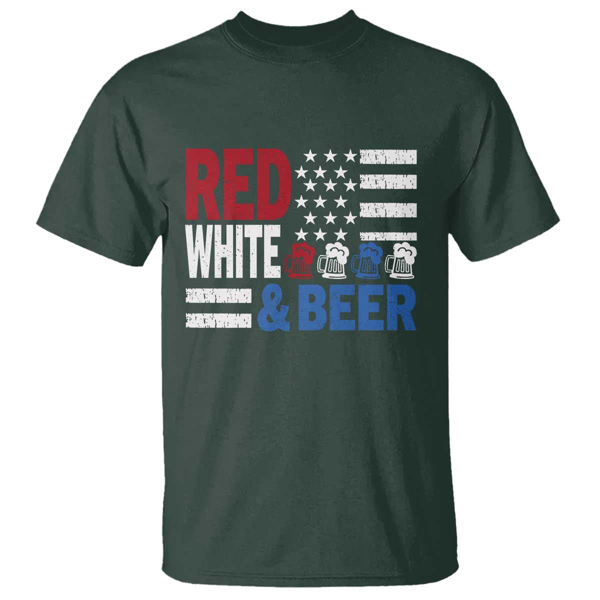 Funny American Drinking T Shirt Red White And Beer 4th Of July USA Flag - Wonder Print Shop