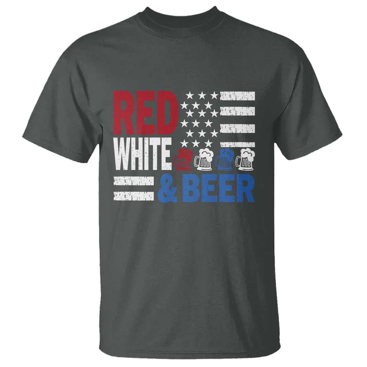 Funny American Drinking T Shirt Red White And Beer 4th Of July USA Flag - Wonder Print Shop