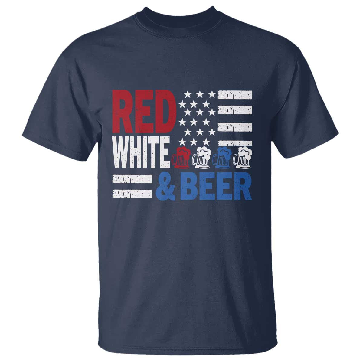 Funny American Drinking T Shirt Red White And Beer 4th Of July USA Flag - Wonder Print Shop