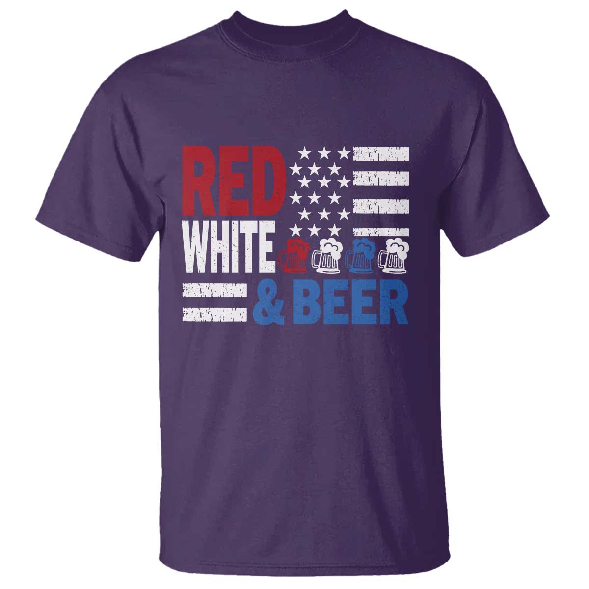 Funny American Drinking T Shirt Red White And Beer 4th Of July USA Flag - Wonder Print Shop