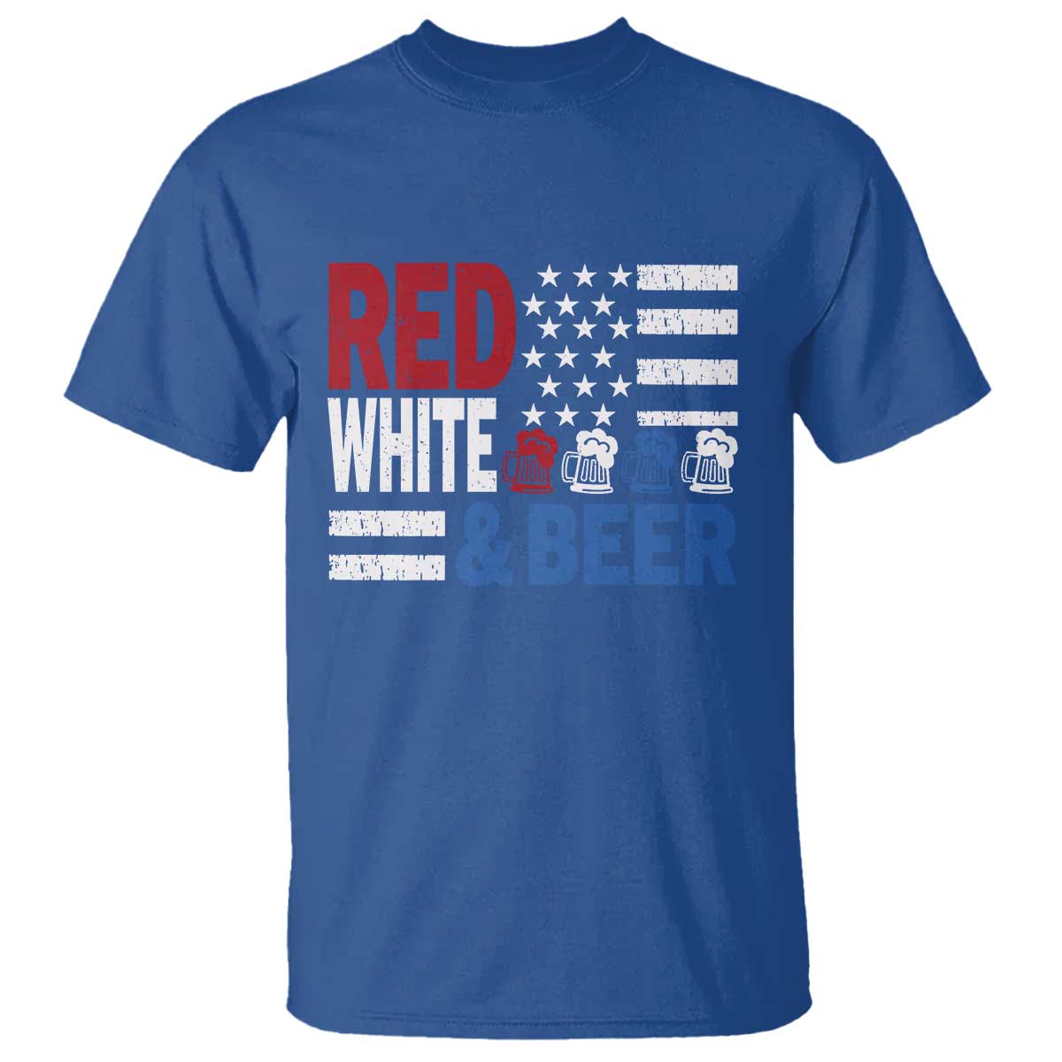 Funny American Drinking T Shirt Red White And Beer 4th Of July USA Flag - Wonder Print Shop