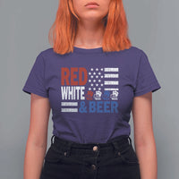 Funny American Drinking T Shirt For Women Red White And Beer 4th Of July USA Flag - Wonder Print Shop