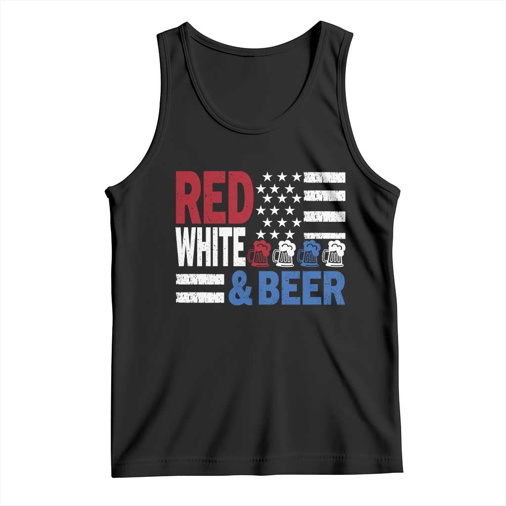 Funny American Drinking Tank Top Red White And Beer 4th Of July USA Flag - Wonder Print Shop