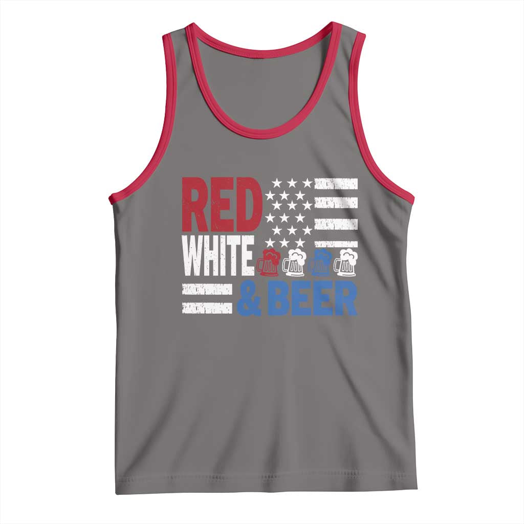 Funny American Drinking Tank Top Red White And Beer 4th Of July USA Flag - Wonder Print Shop