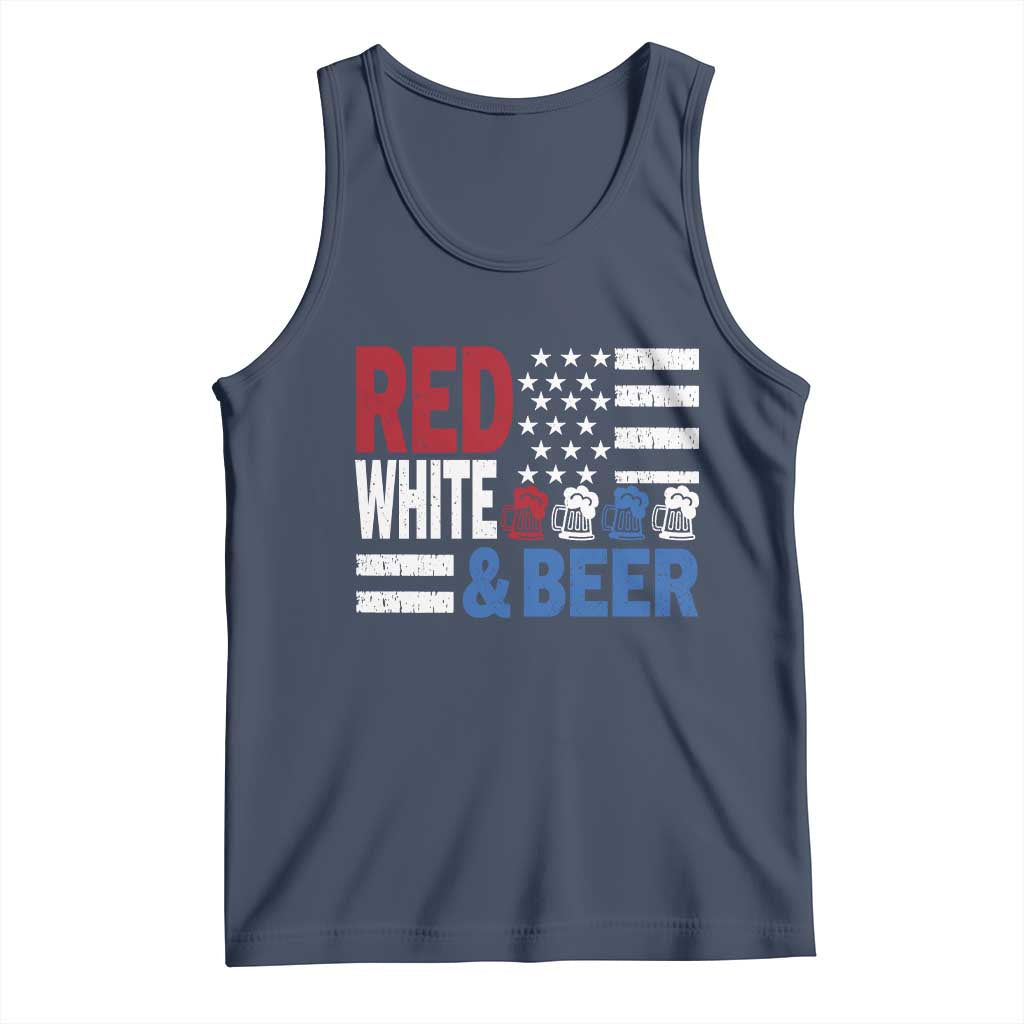 Funny American Drinking Tank Top Red White And Beer 4th Of July USA Flag - Wonder Print Shop