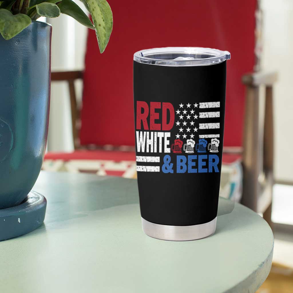 Funny American Drinking Tumbler Cup Red White And Beer 4th Of July USA Flag - Wonder Print Shop