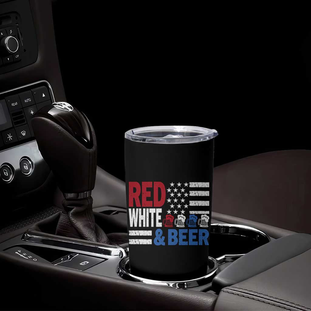 Funny American Drinking Tumbler Cup Red White And Beer 4th Of July USA Flag - Wonder Print Shop