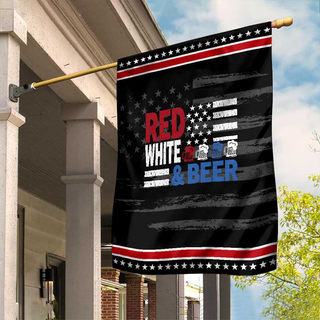 Funny American Drinking Garden Flag Red White And Beer 4th Of July USA Flag