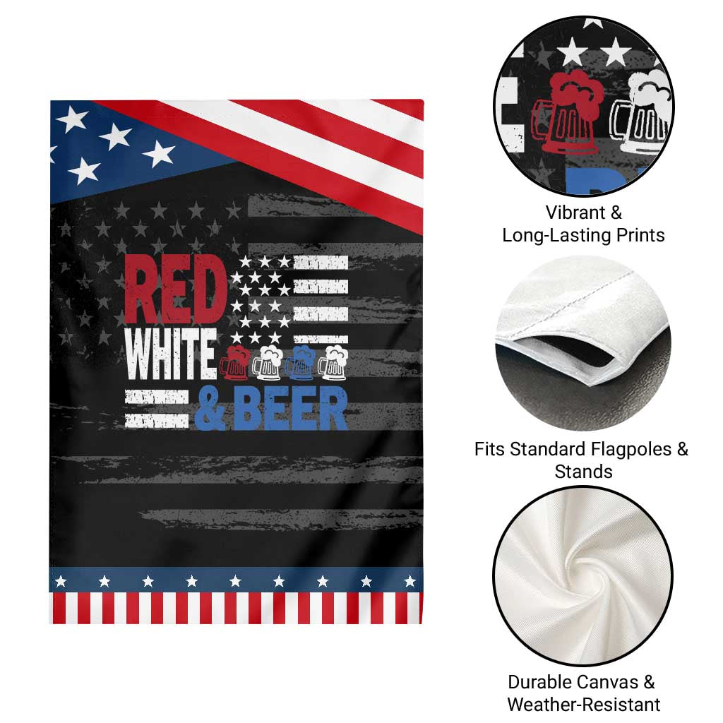 Funny American Drinking Garden Flag Red White And Beer 4th Of July USA Flag