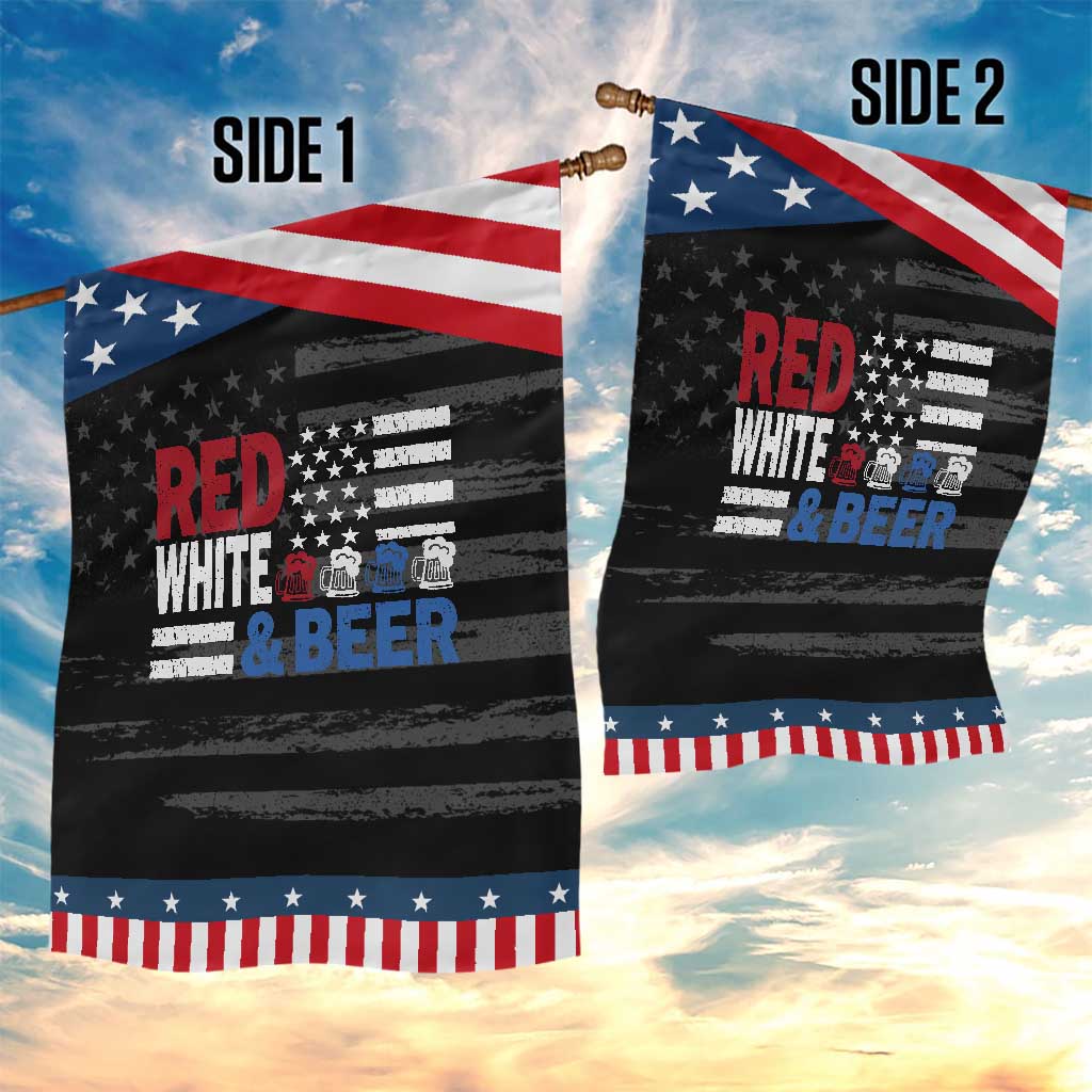 Funny American Drinking Garden Flag Red White And Beer 4th Of July USA Flag