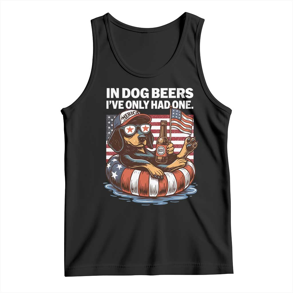 Funny In Dog Beers I've Only Had One Tank Top 4th Of July Drinking Dachshund Beer American Flag - Wonder Print Shop