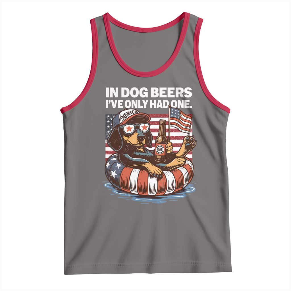 Funny In Dog Beers I've Only Had One Tank Top 4th Of July Drinking Dachshund Beer American Flag - Wonder Print Shop