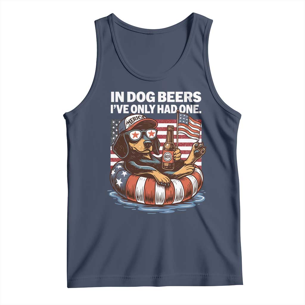 Funny In Dog Beers I've Only Had One Tank Top 4th Of July Drinking Dachshund Beer American Flag - Wonder Print Shop