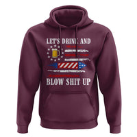 Funny American Drinking Hoodie Let's Drink And Blow Shit Up 4th Of July Beer Rocket - Wonder Print Shop