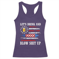 Funny American Drinking Racerback Tank Top Let's Drink And Blow Shit Up 4th Of July Beer Rocket - Wonder Print Shop