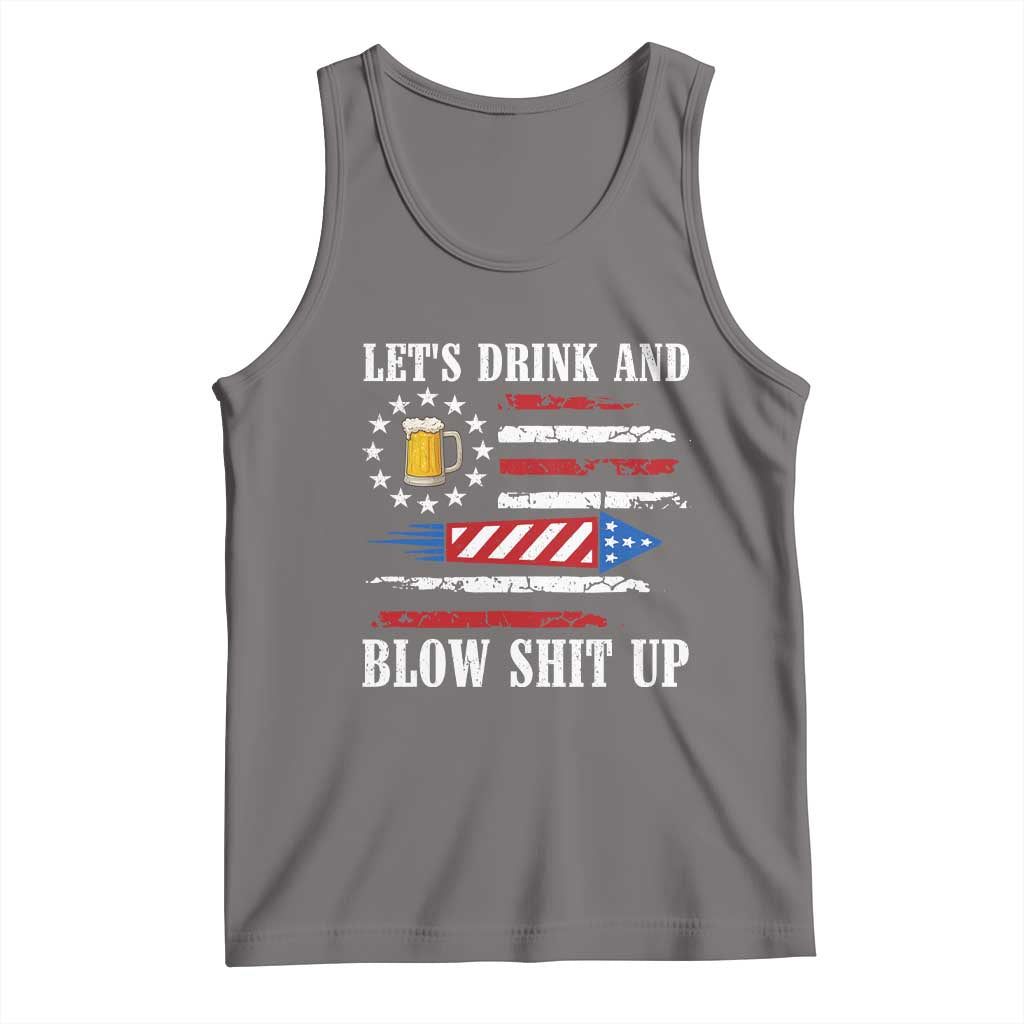 Funny American Drinking Tank Top Let's Drink And Blow Shit Up 4th Of July Beer Rocket - Wonder Print Shop
