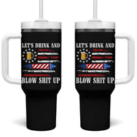 Funny American Drinking Tumbler With Handle Let's Drink And Blow Shit Up 4th Of July Beer Rocket - Wonder Print Shop