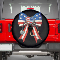 Funny 4th Of July Nurse American Flag Coquette Bow Spare Tire Cover - Wonder Print Shop