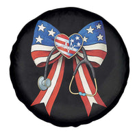 Funny 4th Of July Nurse American Flag Coquette Bow Spare Tire Cover - Wonder Print Shop