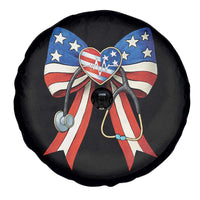 Funny 4th Of July Nurse American Flag Coquette Bow Spare Tire Cover - Wonder Print Shop