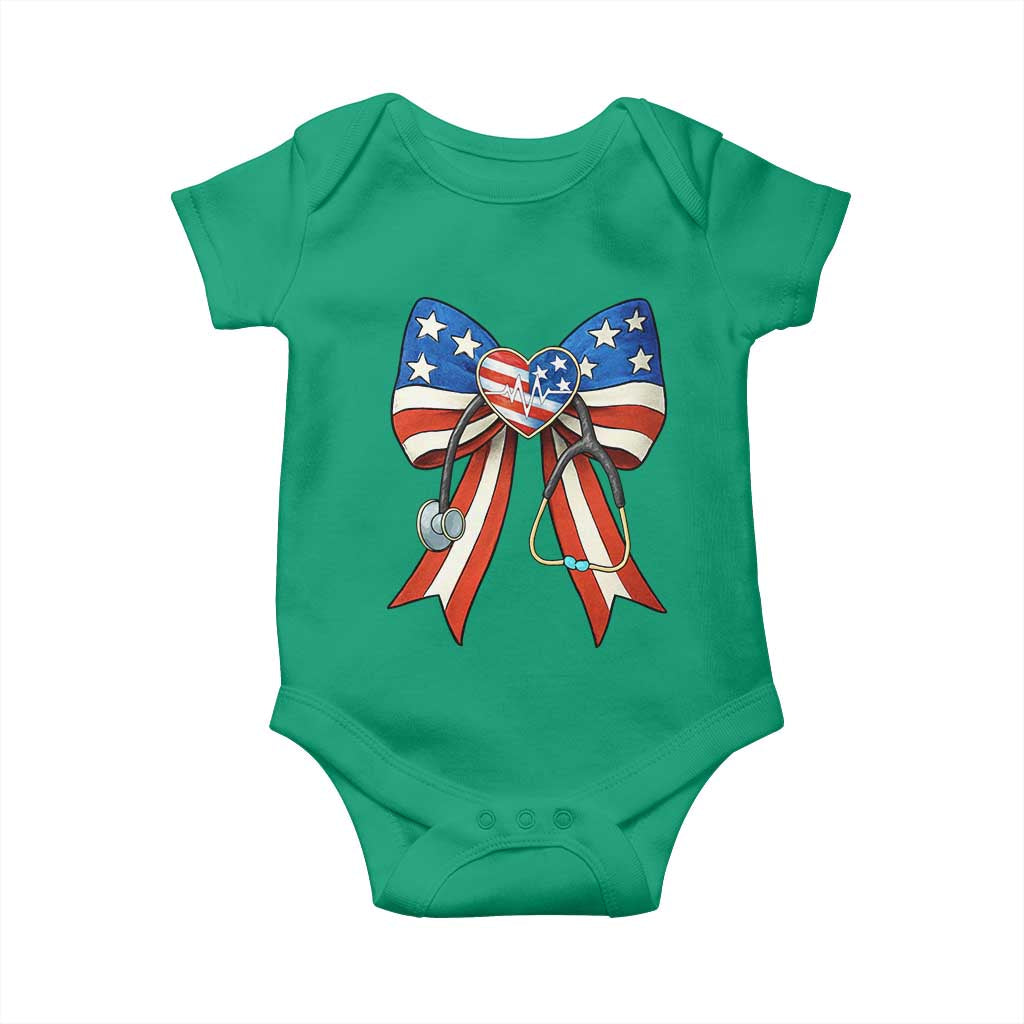 Funny 4th Of July Nurse American Flag Coquette Bow Baby Onesie - Wonder Print Shop
