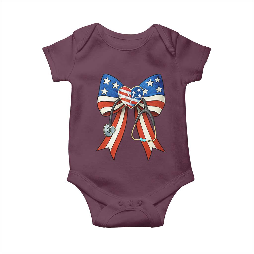 Funny 4th Of July Nurse American Flag Coquette Bow Baby Onesie - Wonder Print Shop