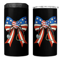 Funny 4th Of July Nurse American Flag Coquette Bow 4 in 1 Can Cooler Tumbler - Wonder Print Shop