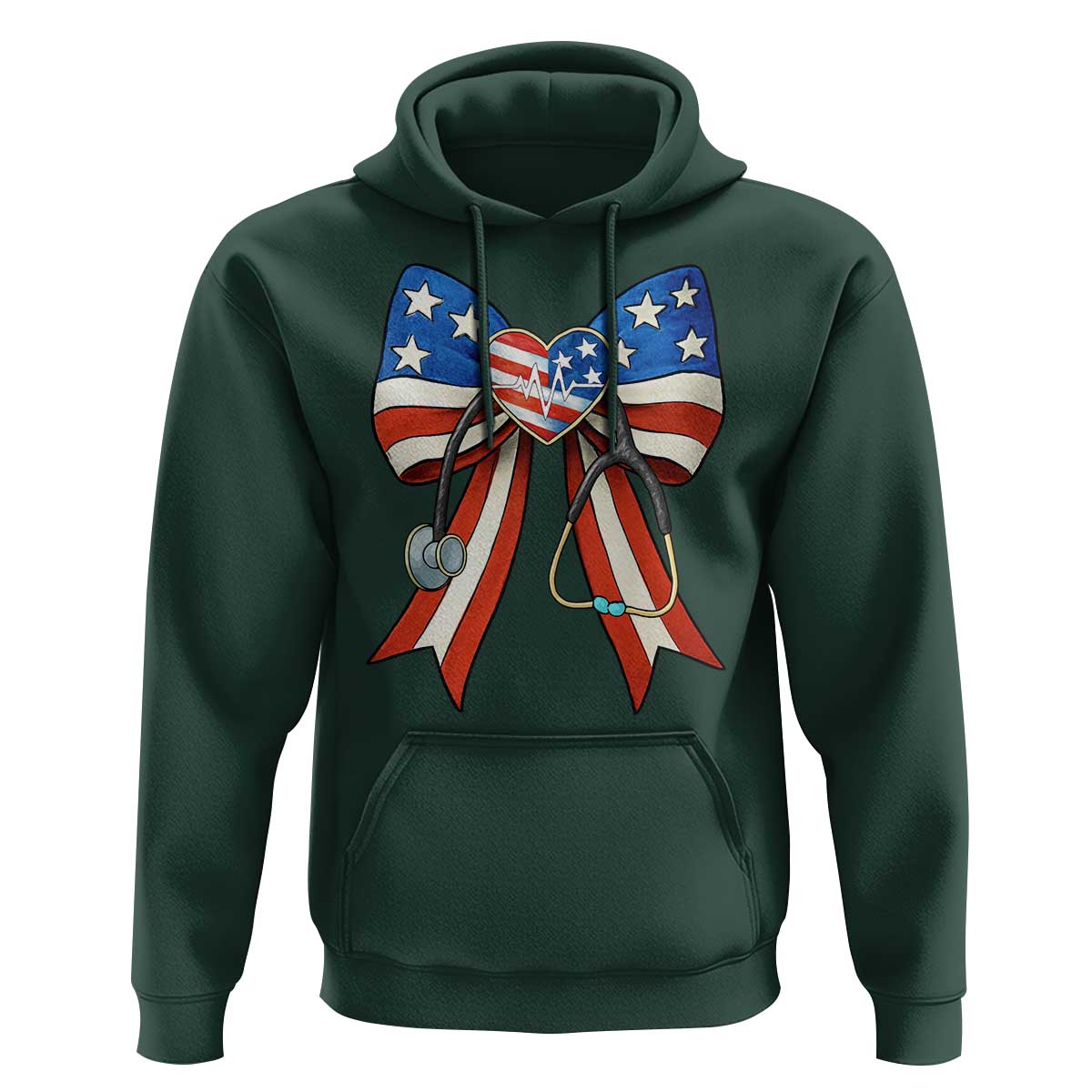 Funny 4th Of July Nurse American Flag Coquette Bow Hoodie - Wonder Print Shop