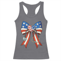 Funny 4th Of July Nurse American Flag Coquette Bow Racerback Tank Top - Wonder Print Shop