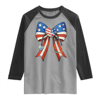 Funny 4th Of July Nurse American Flag Coquette Bow Raglan Shirt - Wonder Print Shop