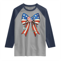 Funny 4th Of July Nurse American Flag Coquette Bow Raglan Shirt - Wonder Print Shop