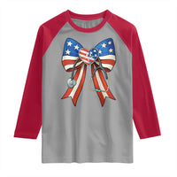 Funny 4th Of July Nurse American Flag Coquette Bow Raglan Shirt - Wonder Print Shop