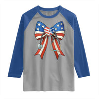 Funny 4th Of July Nurse American Flag Coquette Bow Raglan Shirt - Wonder Print Shop